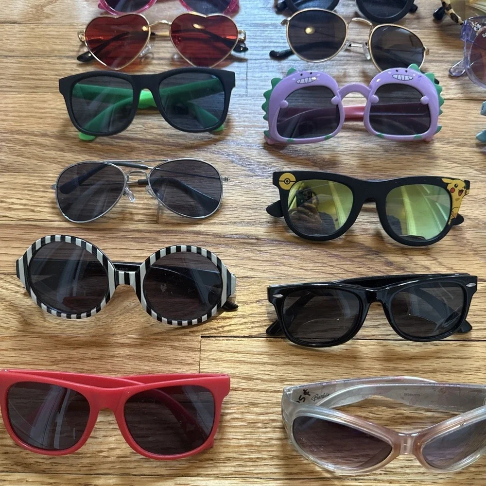 Lot Of 40 Mixed KIDS Sunglasses MultiColor & Styles: Wayfarer-Wrap-Round-Square
